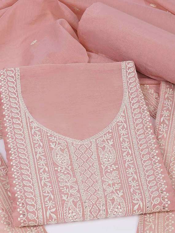 women solid with work embroidered unstitched suit set - 22228841 -  Standard Image - 1