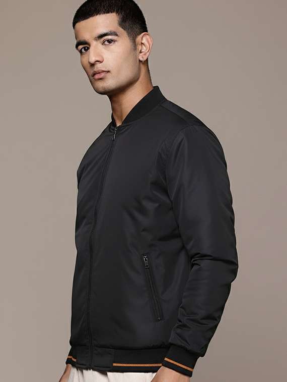 men solid long sleeve lightweight bomber jacket - 22228849 -  Standard Image - 1