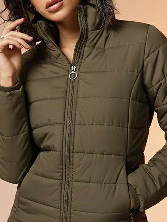women solid long sleeve hooded quilted jacket - 22228860 -  Standard Image - 4