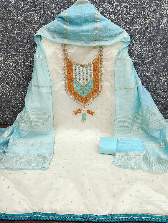 women self design embroidered unstitched suit set - 22228898 -  Standard Image - 1