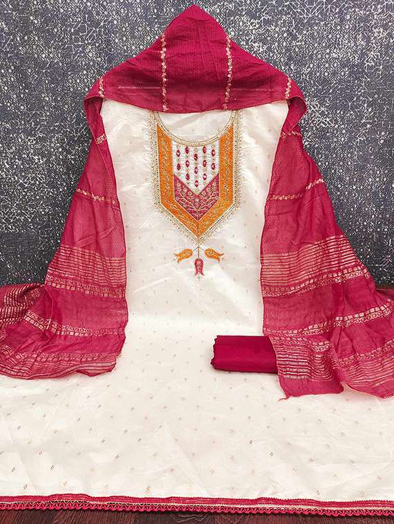 women self design embroidered unstitched suit set - 22228901 -  Standard Image - 1