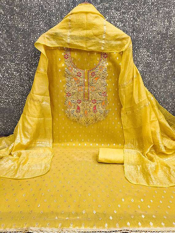 women self design embroidered unstitched suit set - 22228905 -  Standard Image - 1