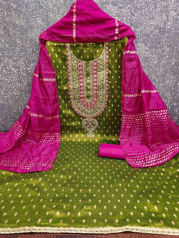 women self design embroidered unstitched suit set - 22228906 -  Standard Image - 1