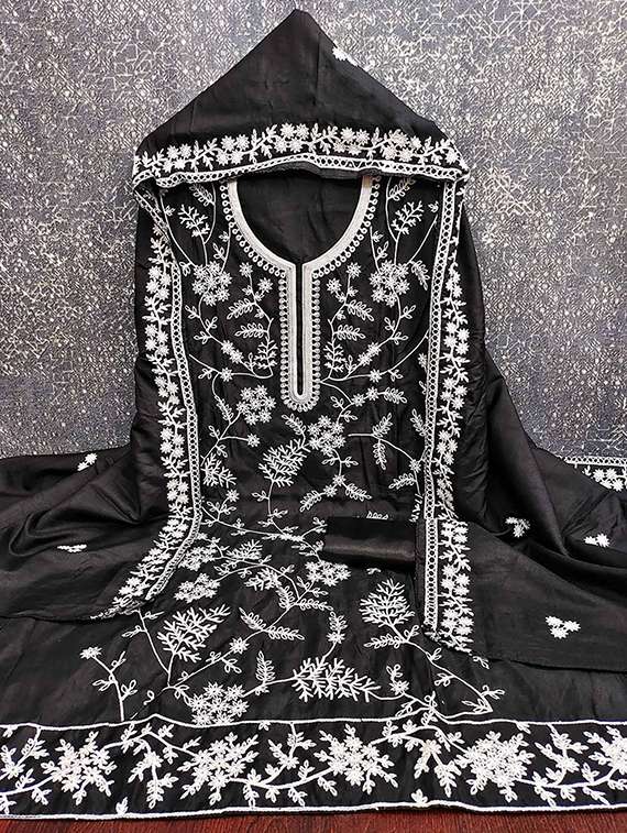 women solid with work embroidered unstitched suit set - 22228910 -  Standard Image - 1