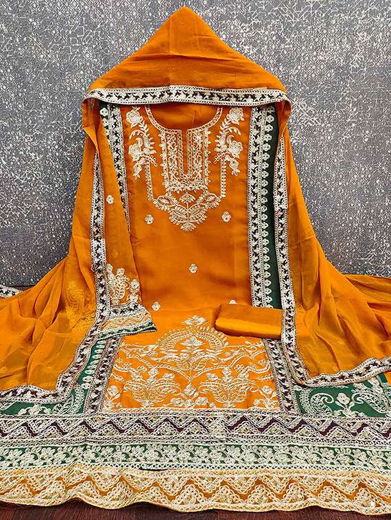 women solid with work embroidered unstitched suit set - 22228914 -  Standard Image - 1