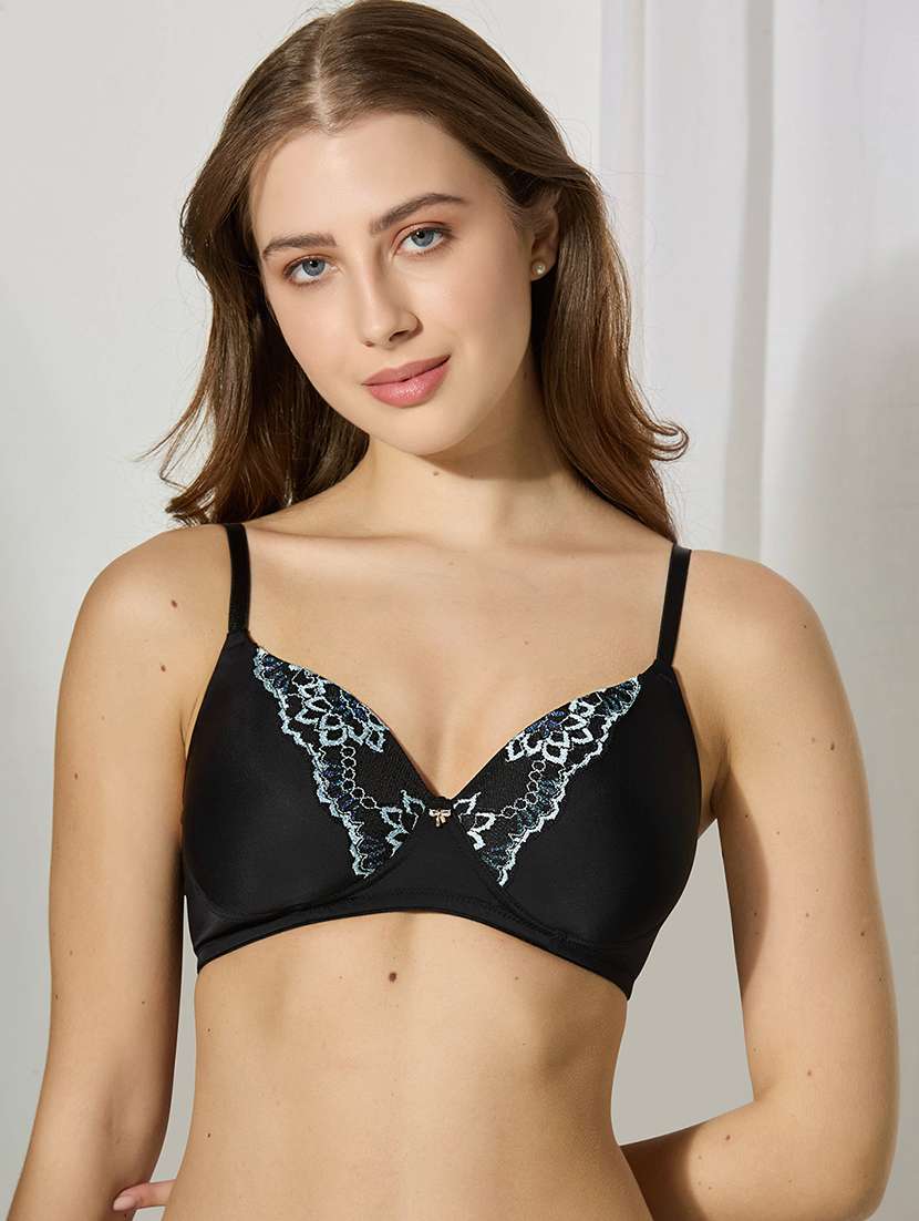 women solid non padded lace t-shirt bra - 22228957 -  Standard Image - 1
