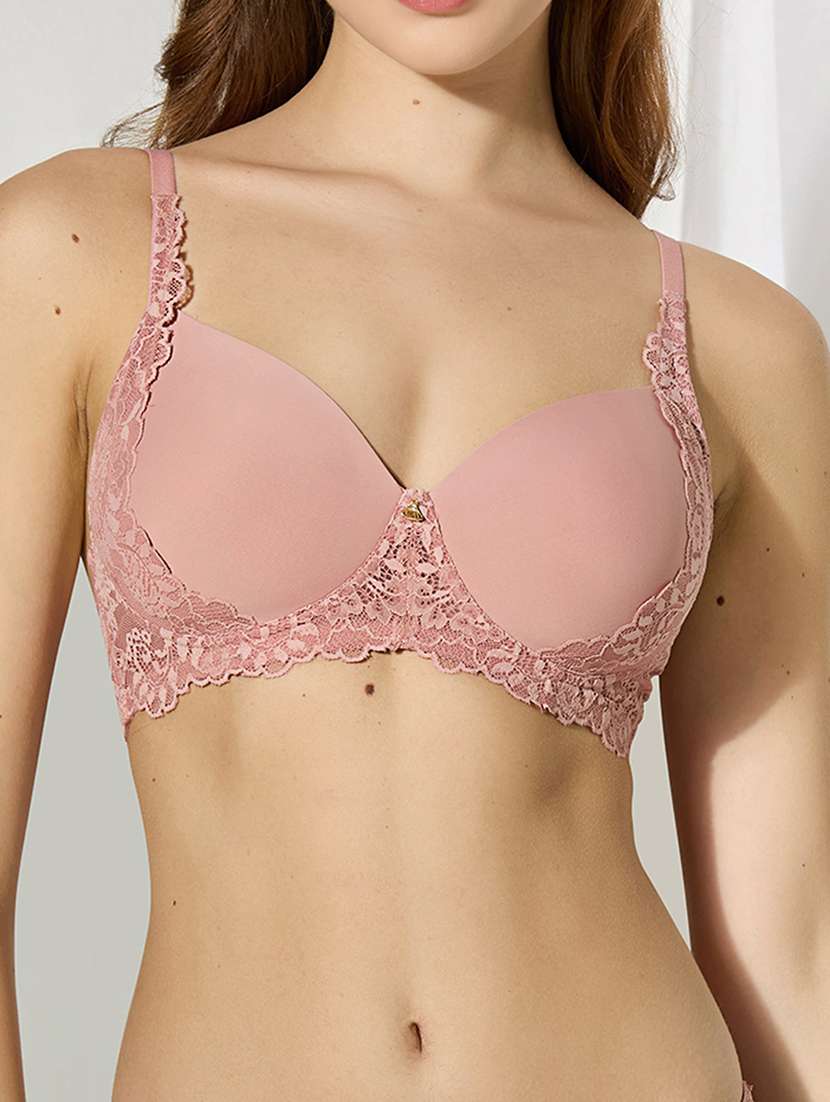 women solid non padded lace t-shirt bra - 22228958 -  Standard Image - 4