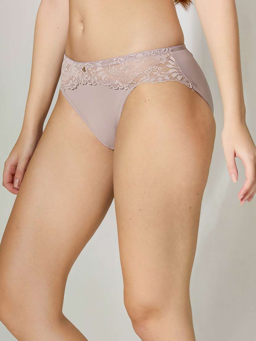 women solid mid rise lace bikni panty - 22228967 -  Standard Image - 1