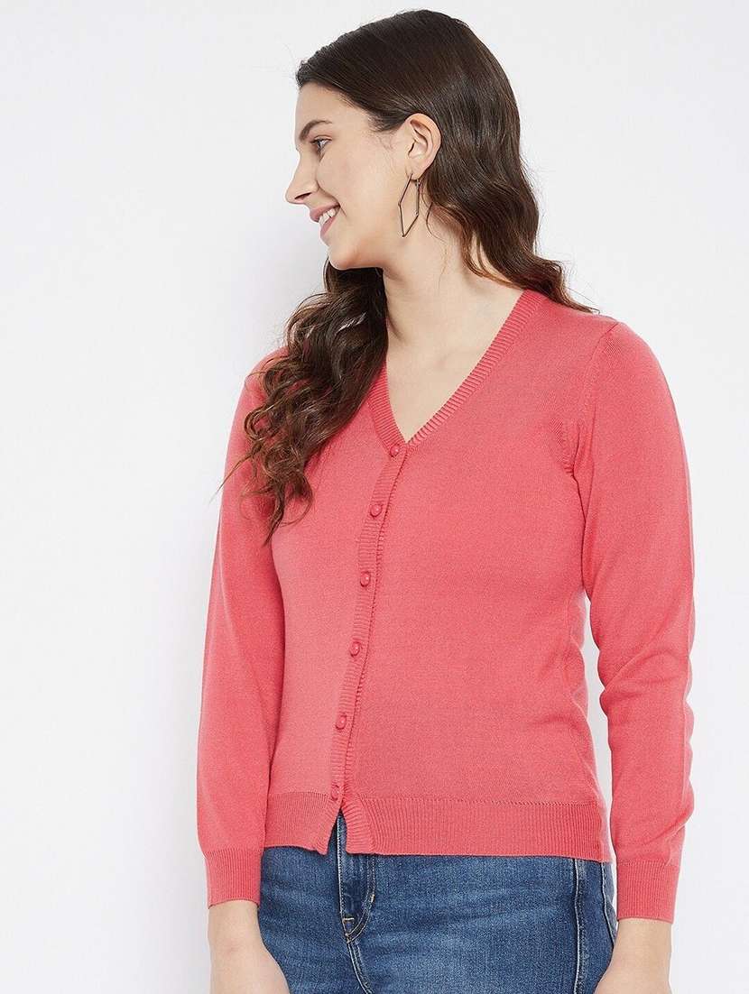 women solid long sleeve cardigan - 22229069 -  Standard Image - 1