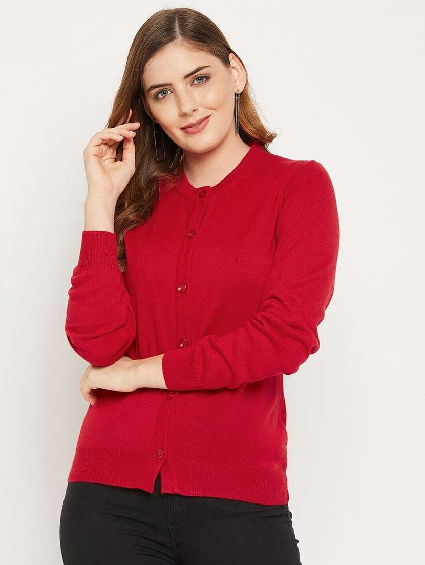 women solid long sleeve cardigan - 22229075 -  Standard Image - 1
