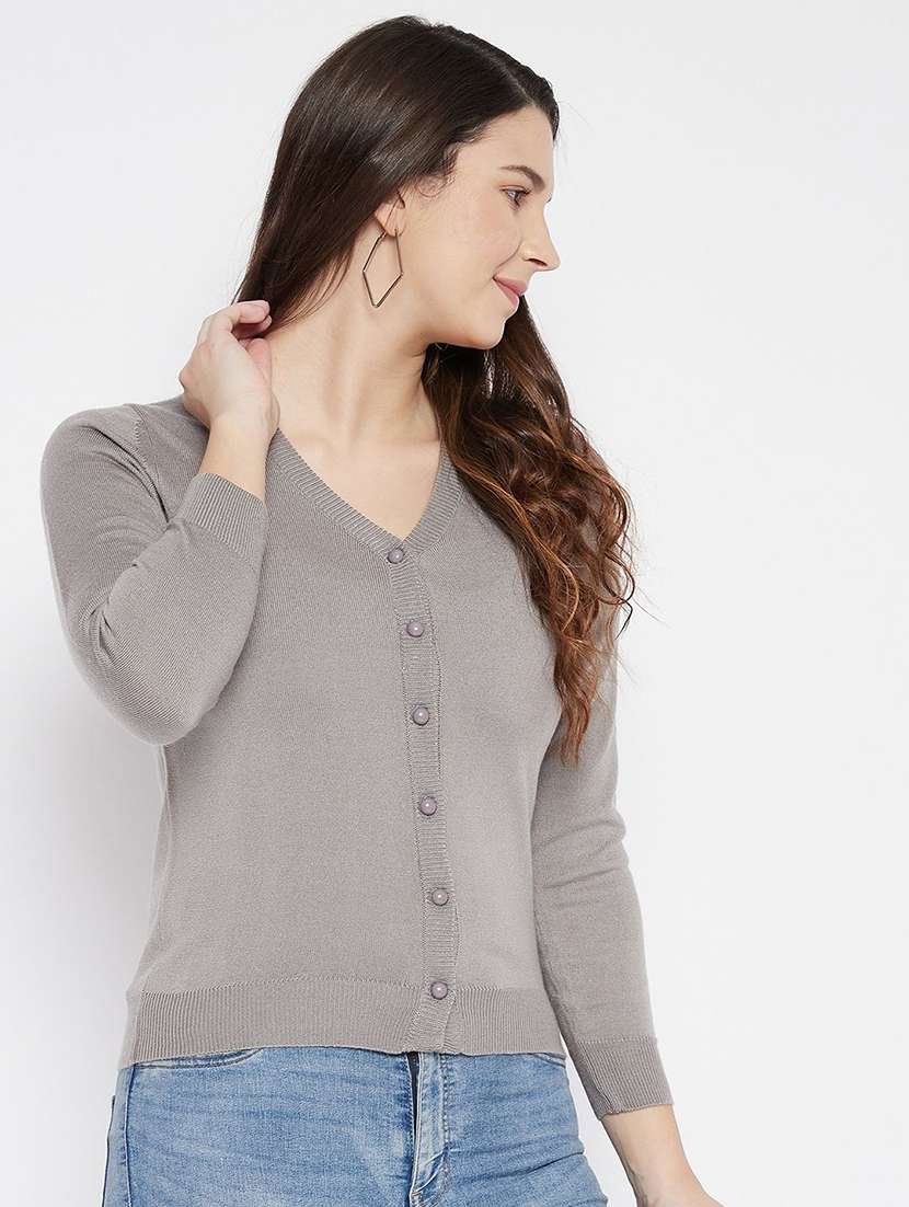 women solid long sleeve cardigan - 22229109 -  Standard Image - 1