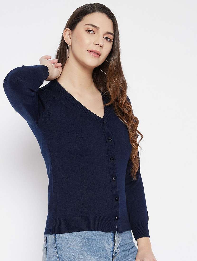 women solid long sleeve cardigan - 22229116 -  Standard Image - 1