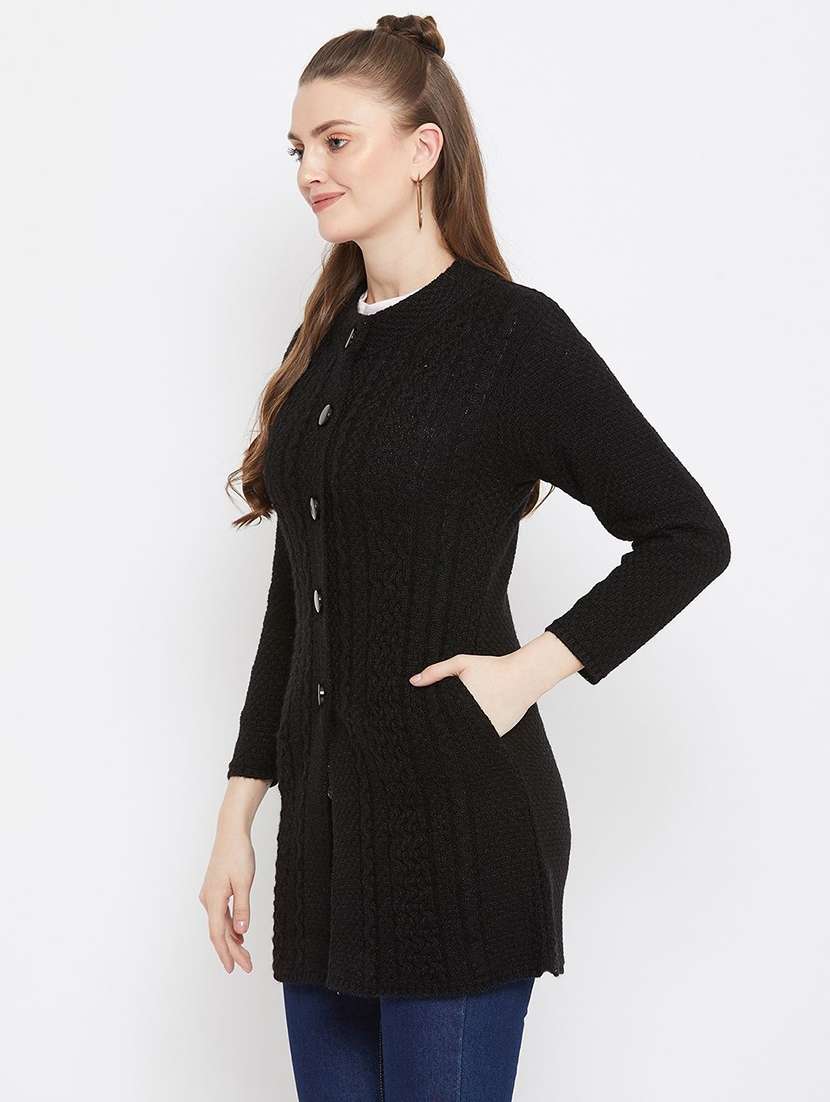 women self designed long sleeve cardigan - 22229215 -  Standard Image - 1