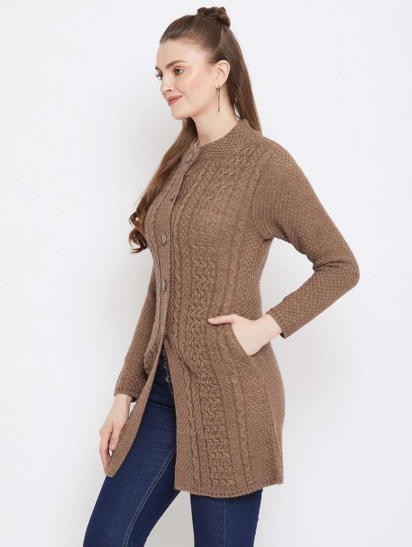 women self designed long sleeve cardigan - 22229218 -  Standard Image - 1