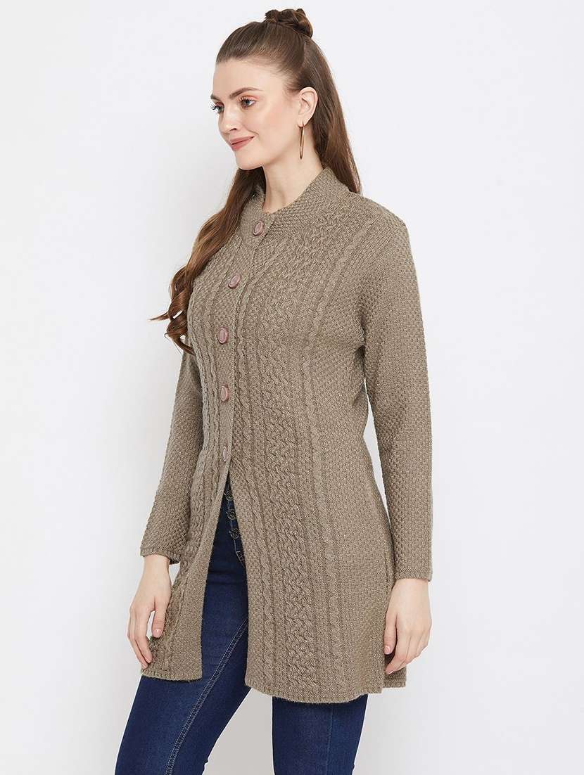 women self designed long sleeve cardigan - 22229239 -  Standard Image - 1