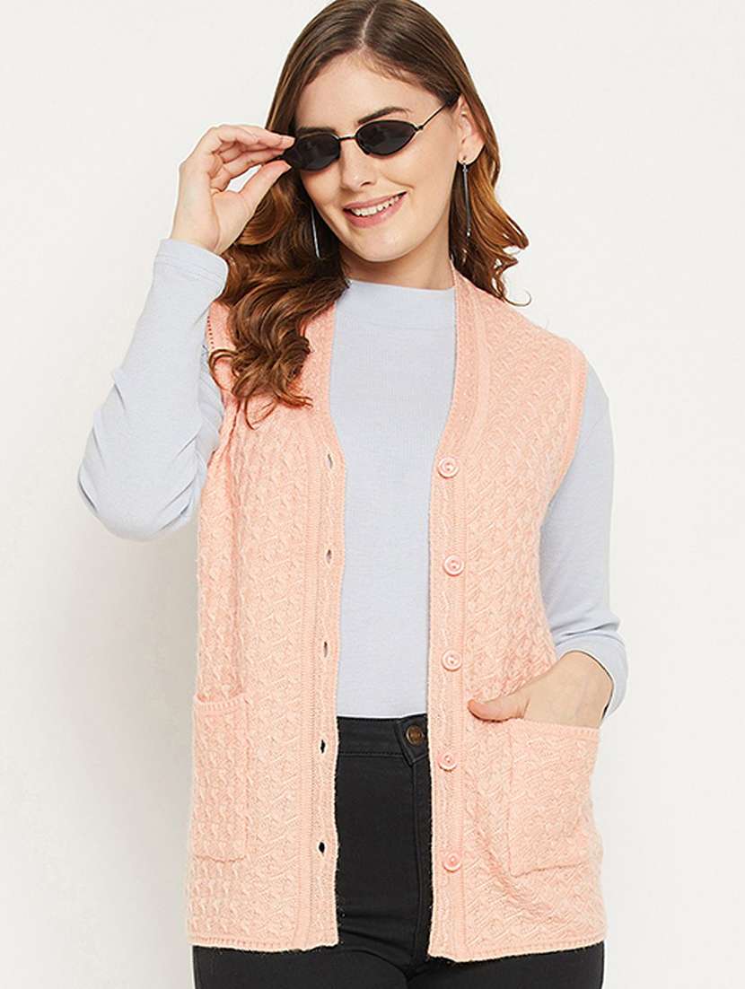 women self designed sleeveless cardigan