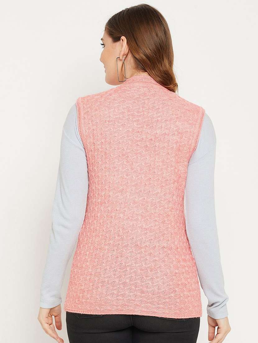 women self designed sleeveless cardigan - 22229261 -  Standard Image - 1