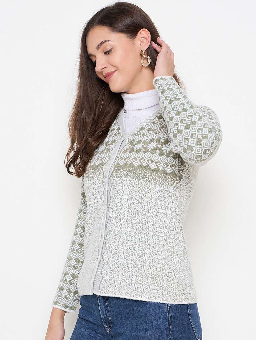 women self designed long sleeve cardigan - 22229338 -  Standard Image - 1