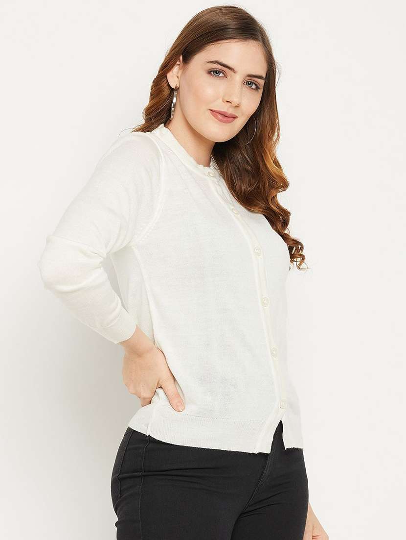 women solid long sleeve cardigan - 22229384 -  Standard Image - 1