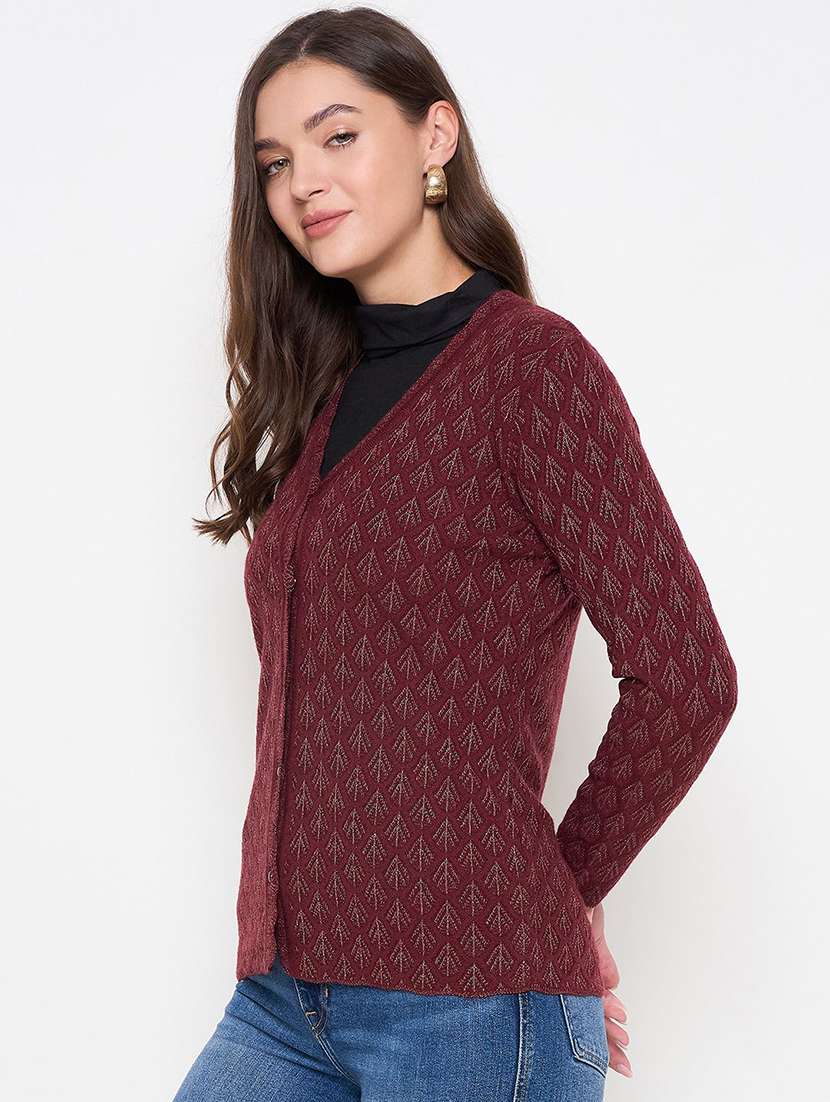 women self designed long sleeve cardigan - 22229446 -  Standard Image - 1