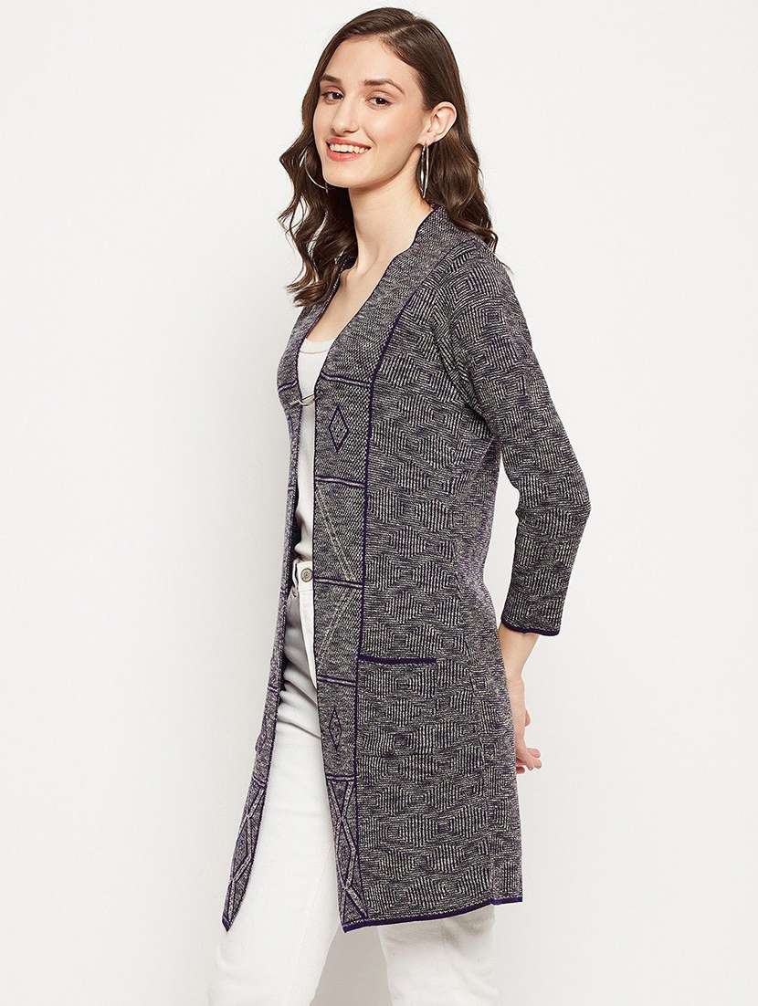 women self designed long sleeve cardigan - 22229501 -  Standard Image - 1
