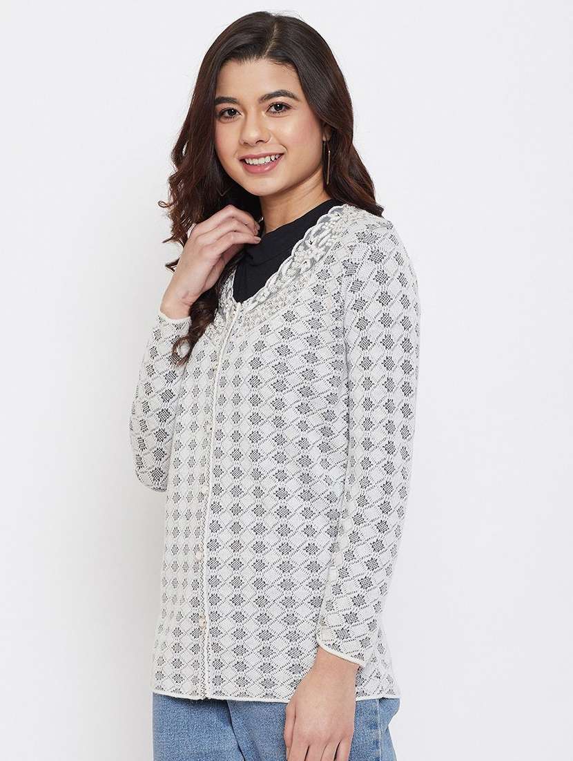 women self designed long sleeve cardigan - 22229523 -  Standard Image - 1