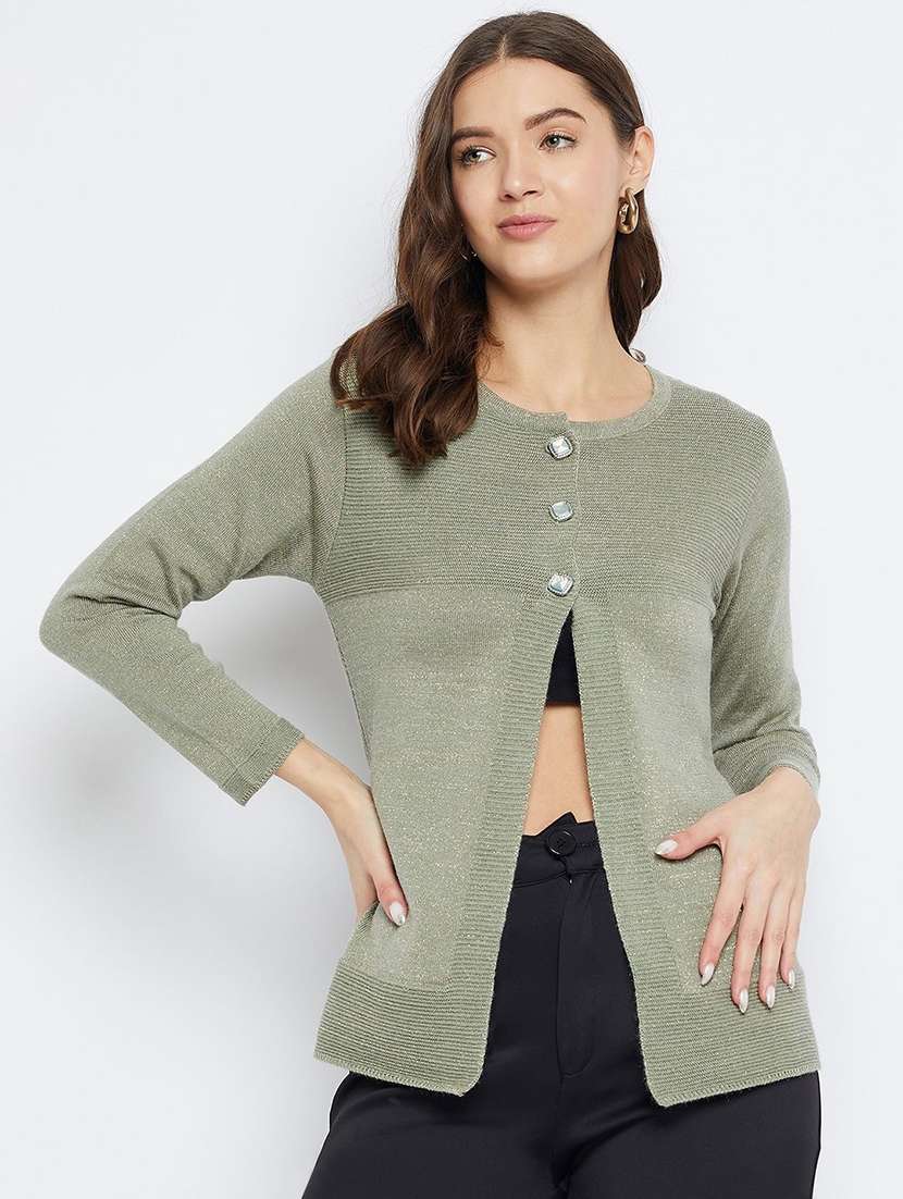 women self designed long sleeve cardigan