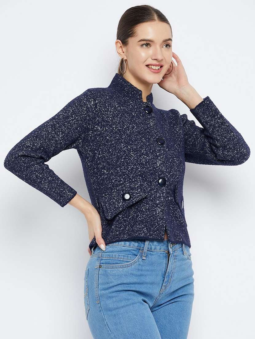 women self designed long sleeve cardigan - 22229563 -  Standard Image - 1