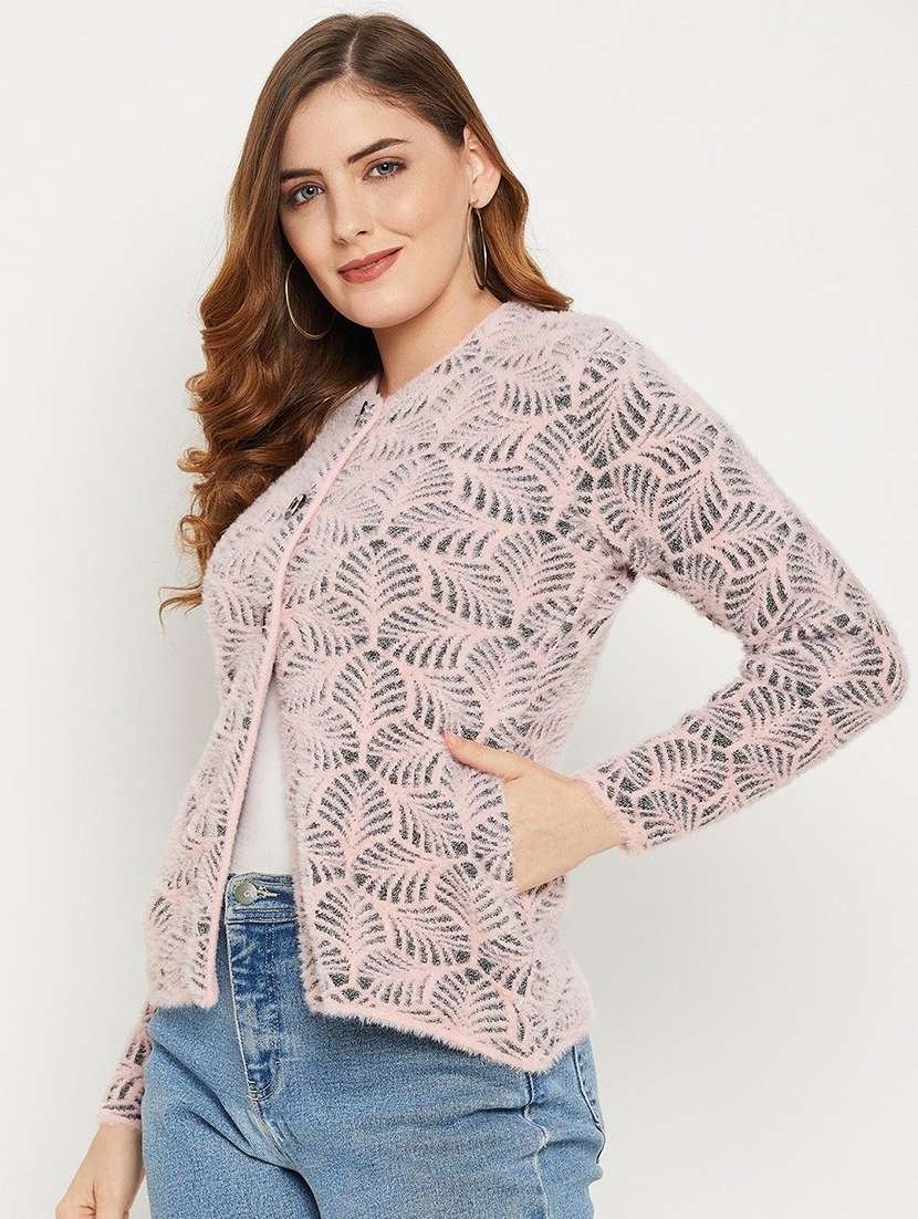 women self designed long sleeve cardigan - 22229572 -  Standard Image - 1