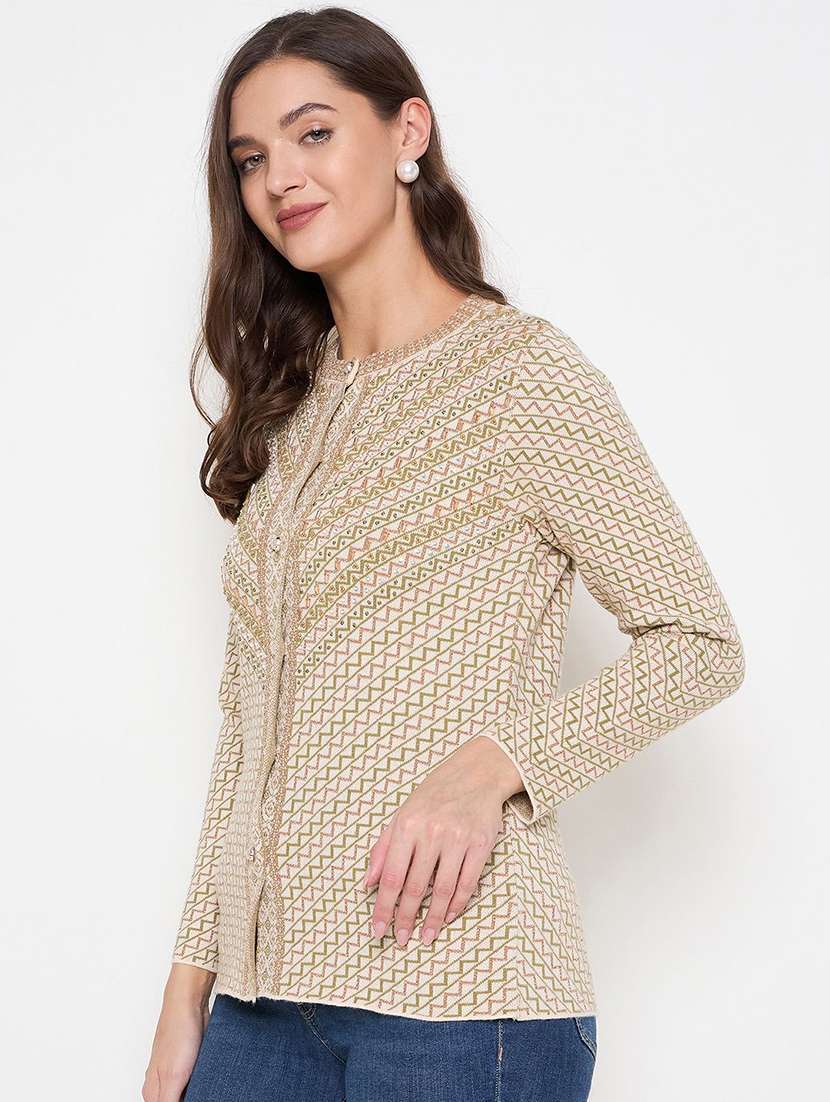 women self designed long sleeve cardigan - 22229685 -  Standard Image - 1