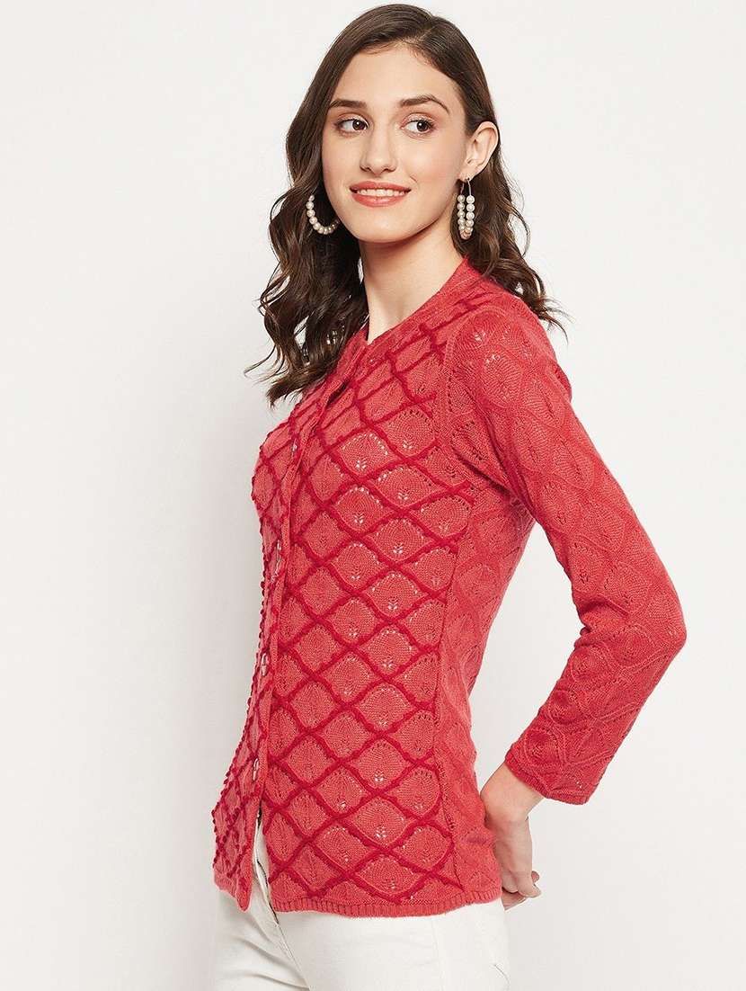 women self designed long sleeve cardigan - 22229699 -  Standard Image - 1