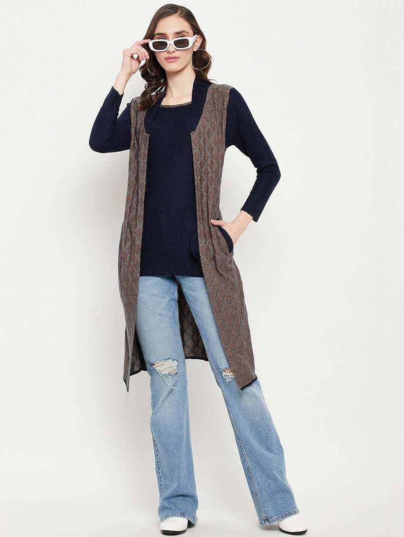 women self designed long sleeve cardigan