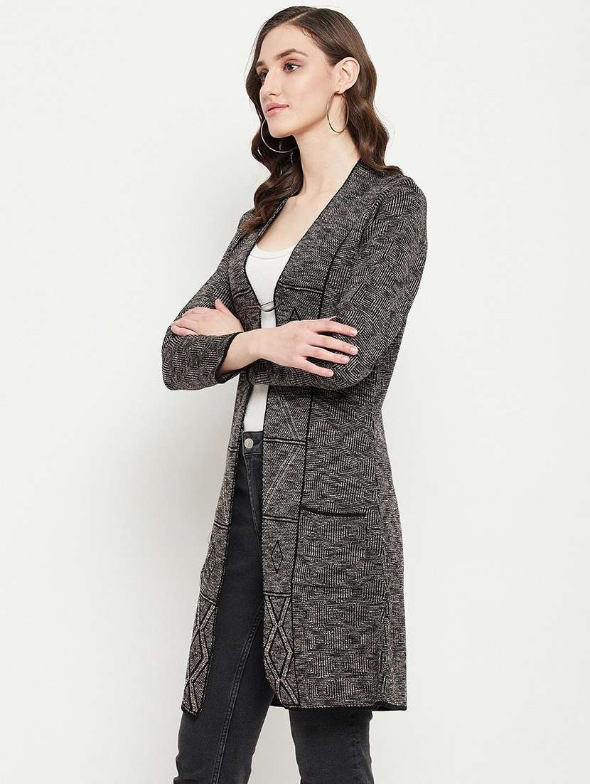 women self designed long sleeve cardigan - 22229718 -  Standard Image - 1