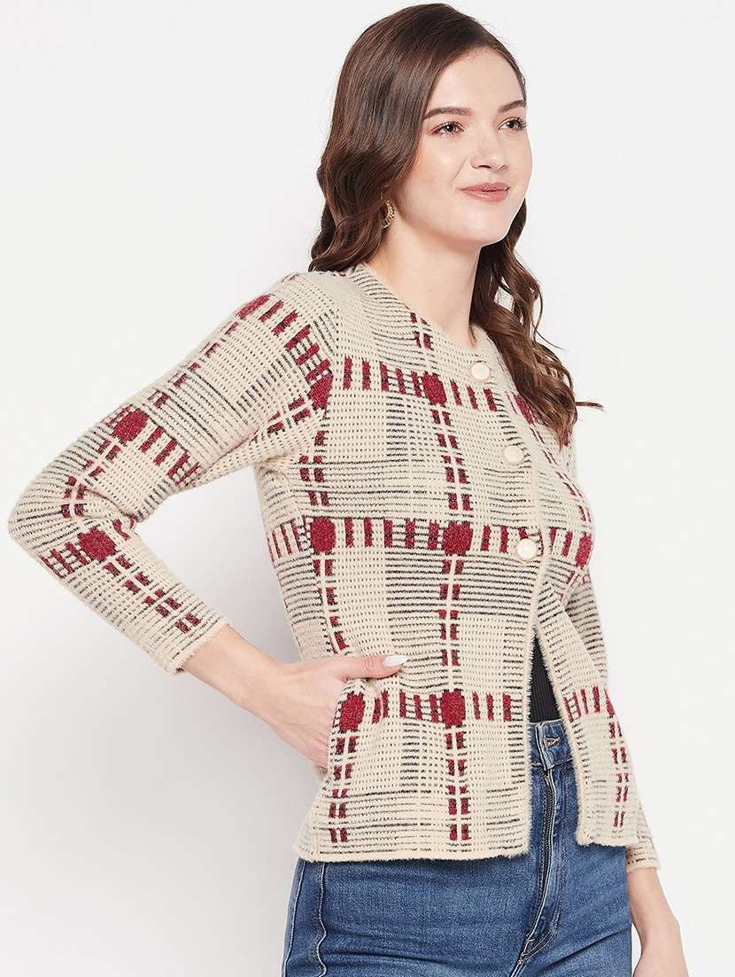 women self designed long sleeve cardigan - 22229759 -  Standard Image - 1