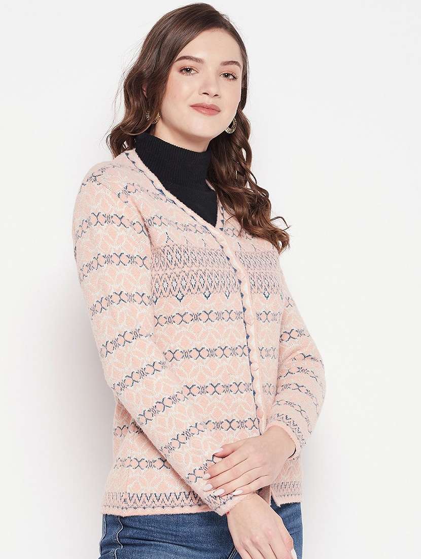 women self design long sleeve cardigan - 22229773 -  Standard Image - 1