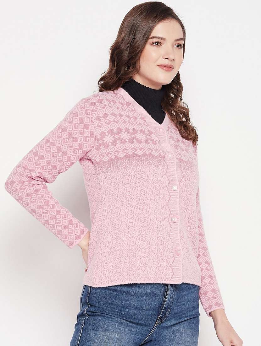 women self design long sleeve cardigan - 22229777 -  Standard Image - 1