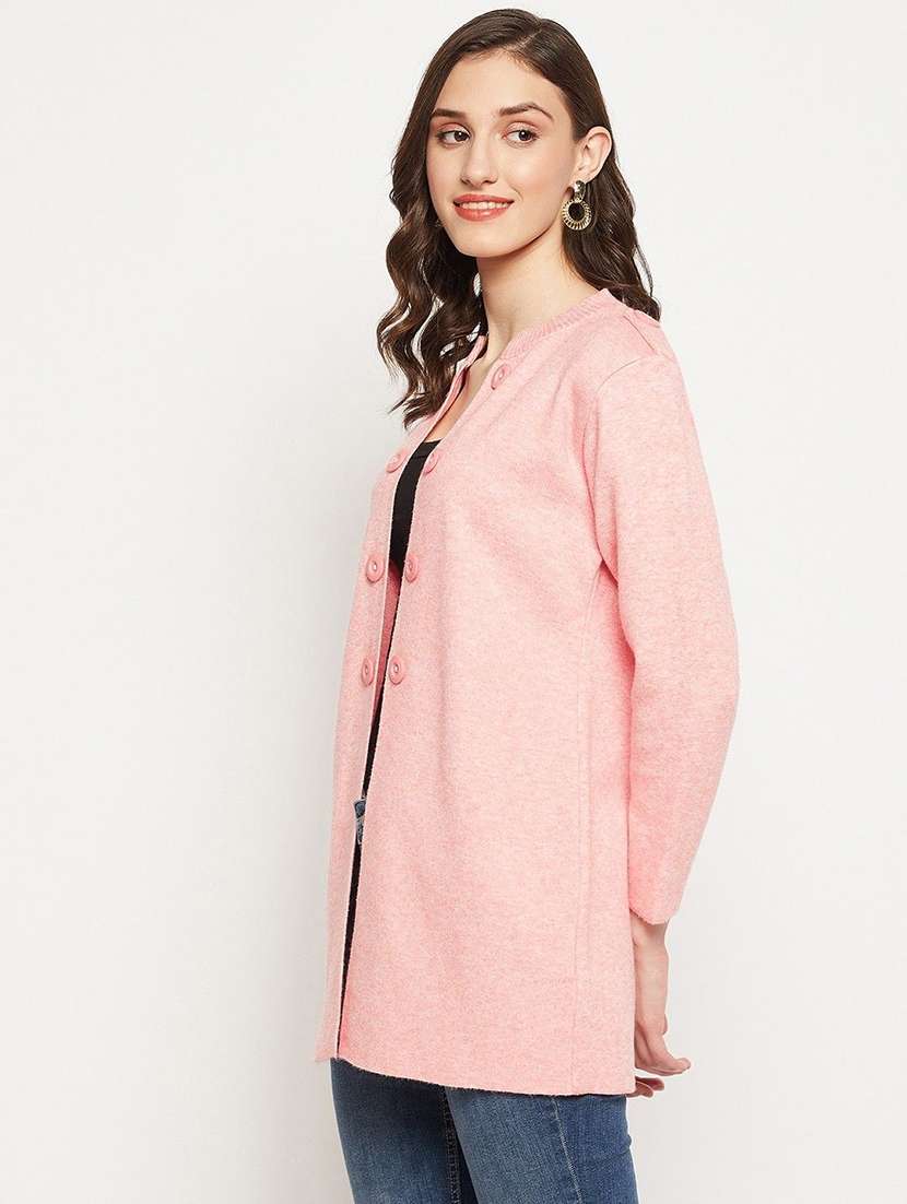 women solid long sleeve longline cardigan - 22229778 -  Standard Image - 1