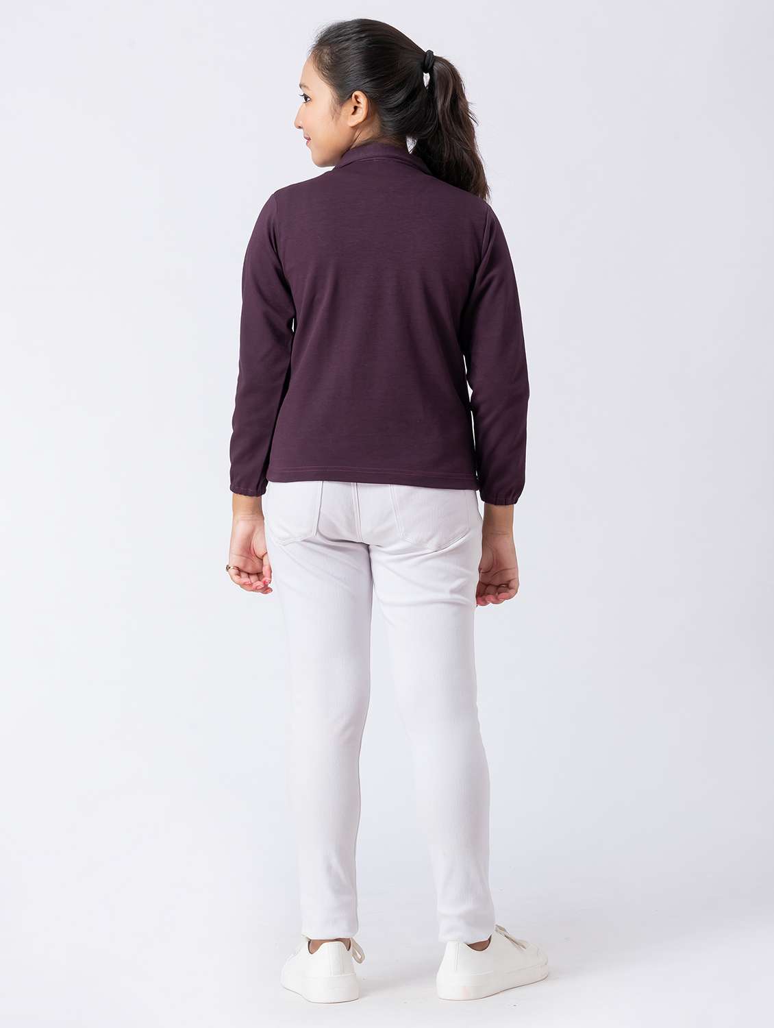 girls solid long sleeve collared regular jacket - 22229821 -  Standard Image - 4