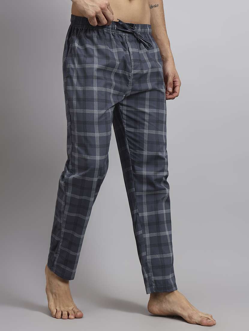 men checkered mid rise loungewear pyjama - 22229830 -  Standard Image - 1