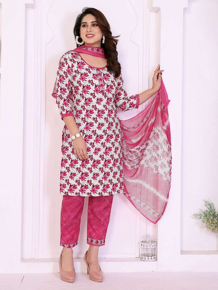 women floral printed unstitched suit set - 22229897 -  Standard Image - 1