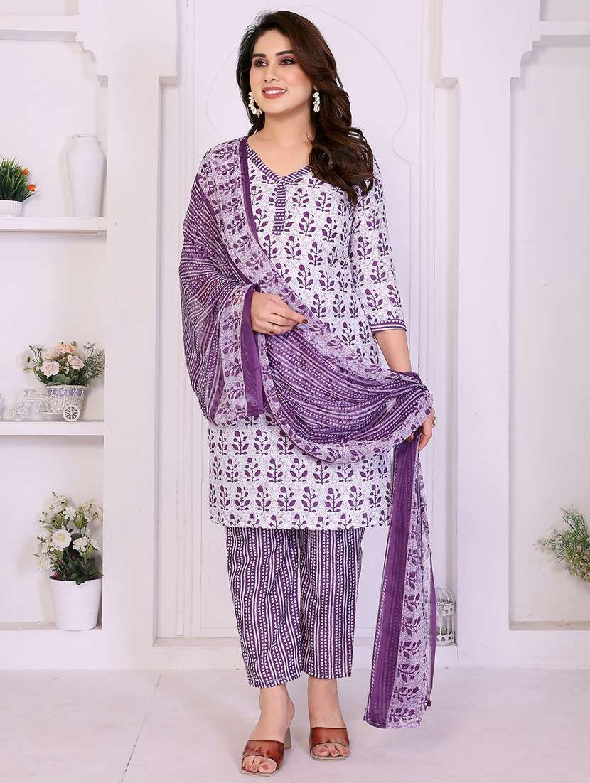 women printed unstitched suit set