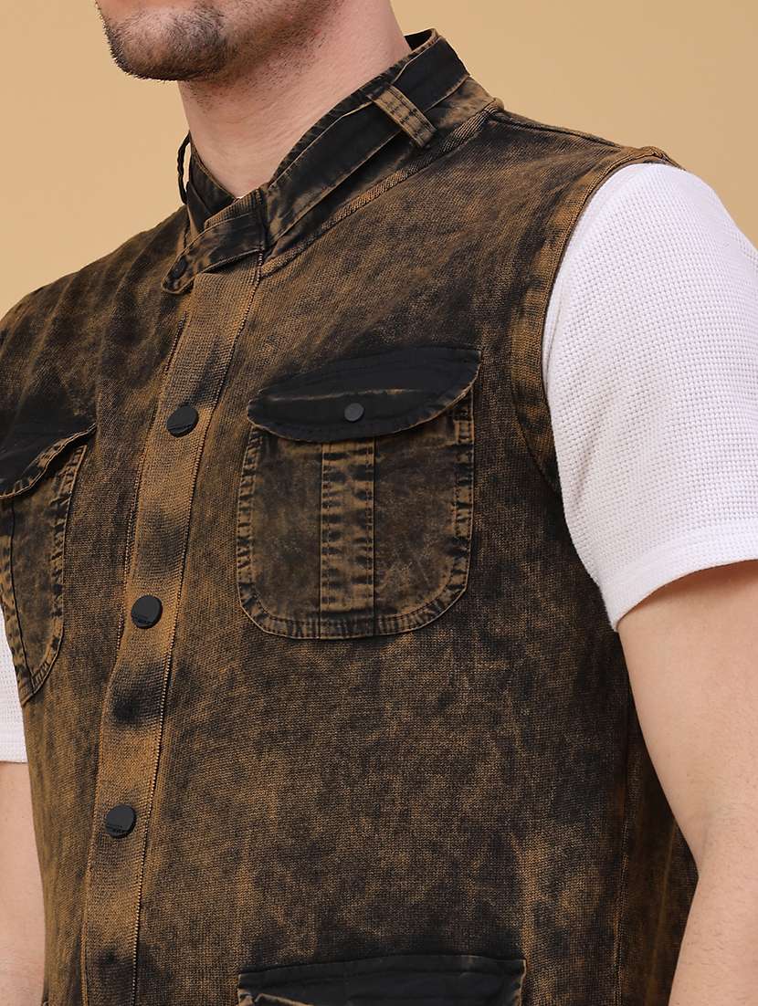 men tie & dye sleeveless regular fit casual jacket - 22230006 -  Standard Image - 4