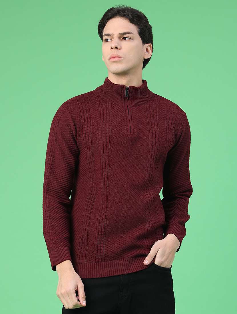 men self design long sleeve regular fit pullover  - 22230021 -  Standard Image - 1