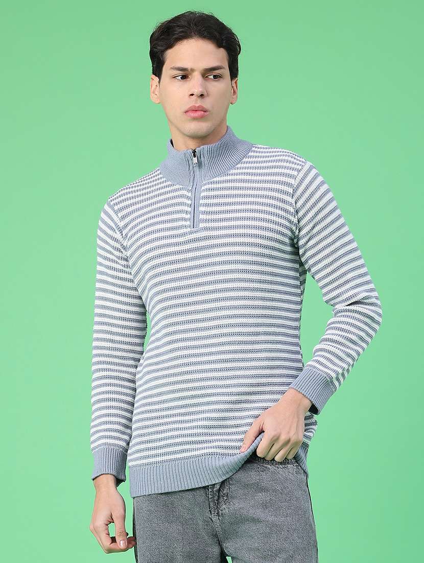 men striped long sleeve regular fit pullover  - 22230030 -  Standard Image - 1