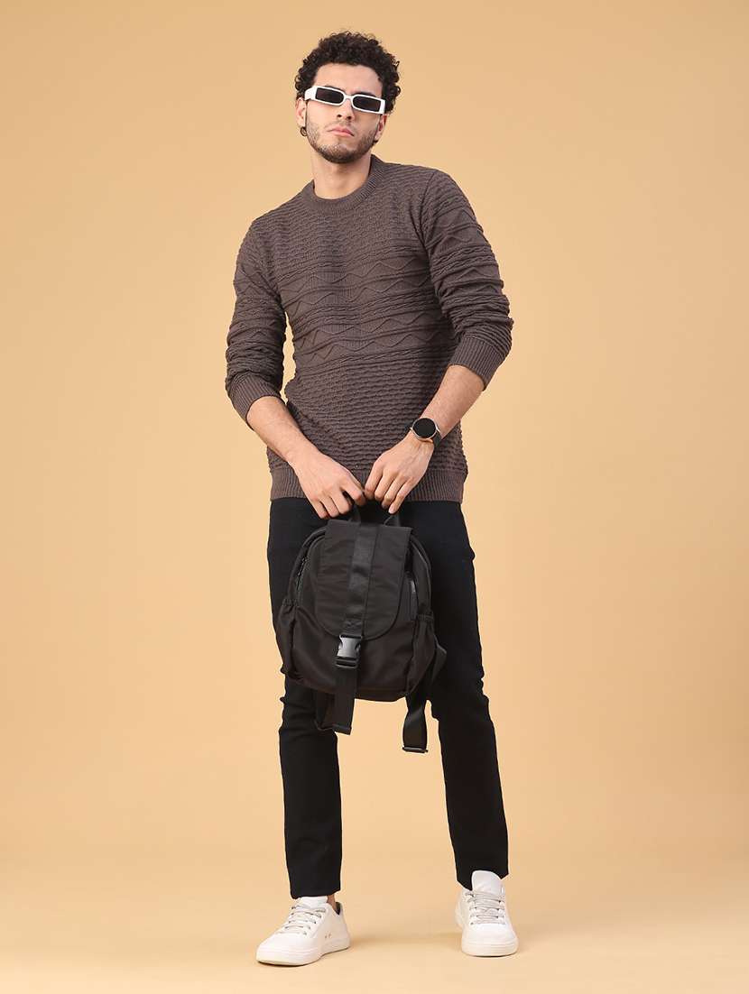 men self design long sleeve regular fit pullover  - 22230031 -  Standard Image - 4