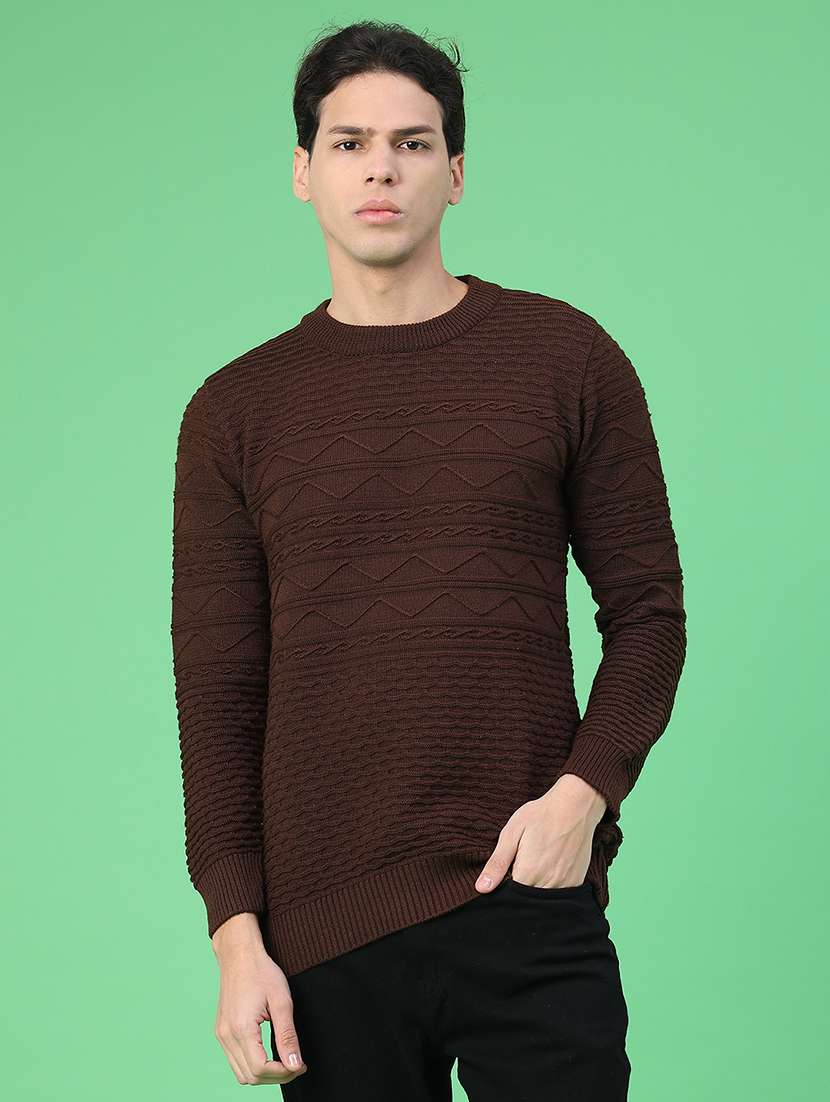 men self design long sleeve regular fit pullover  - 22230033 -  Standard Image - 1
