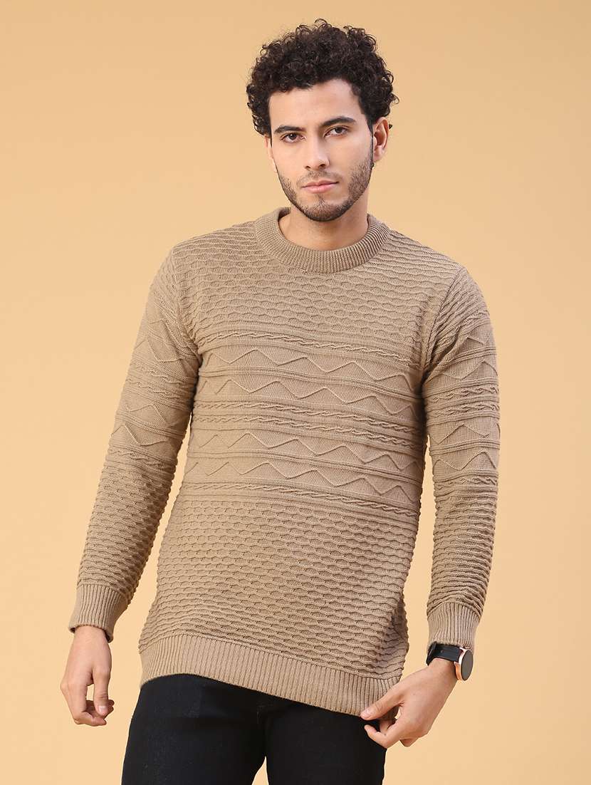 men self design long sleeve regular fit pullover  - 22230035 -  Standard Image - 1