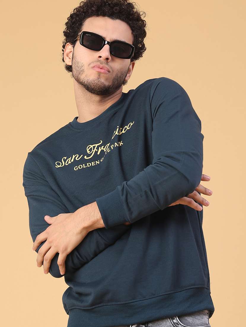 men typographic long sleeve regular fit sweatshirt