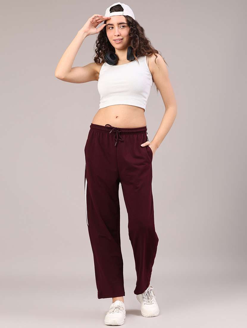women solid mid rise track pant - 22230193 -  Standard Image - 4