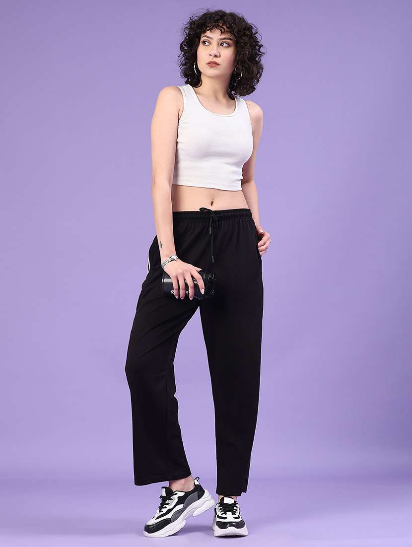 women solid mid rise track pant - 22230194 -  Standard Image - 4